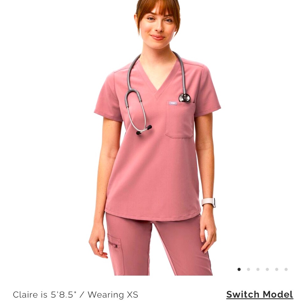Figs Pink Scrub one pocket top